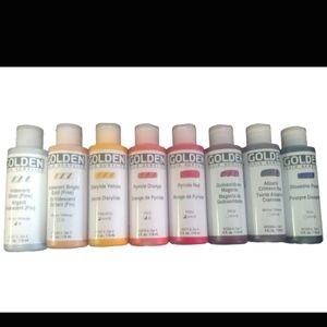 Golden Fluid Acrylic Paints {set of 8, mostly high series}